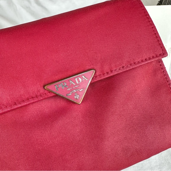 PRADA magenta color nylon Tessuto enamel mini compact wallet crossbody - Picture 4 of 14